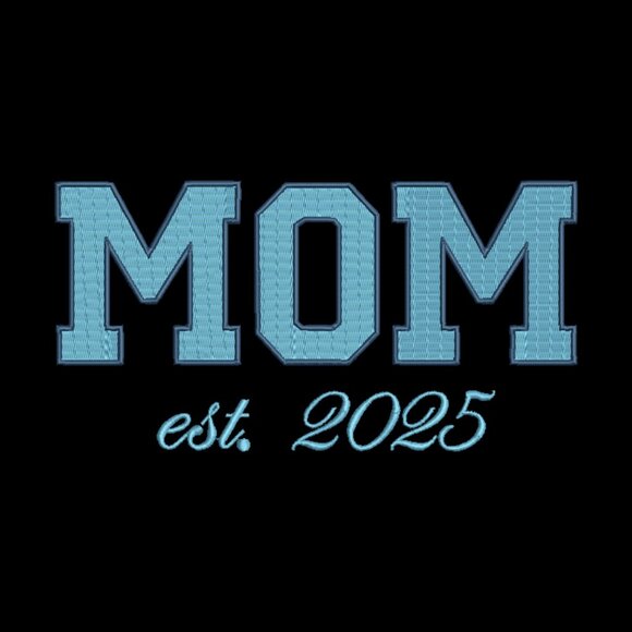 MOM Embroidered Adult Unisex Crewneck Sweatshirt New Mom 2025 Light Blue Thread - Picture 4 of 8